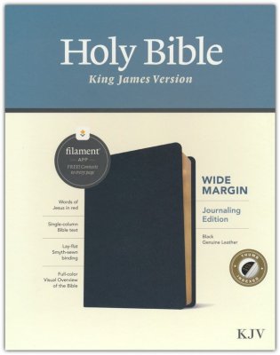 KJV Wide Margin Bible, Filament Enabled Edition, Black Genuine Leather with thumb index