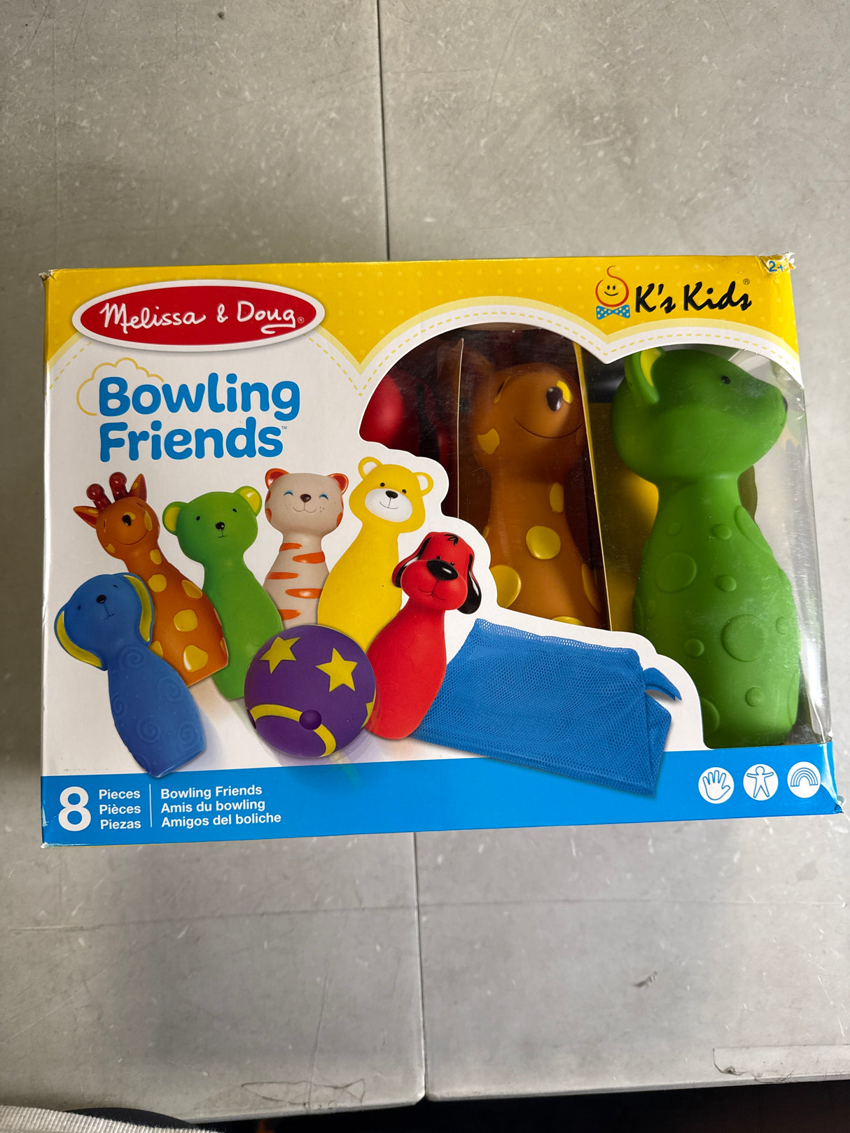 Melissa & Doug K's Kids Bowling Friends Play Set and Game with 6 Pins and Convenient Carrying Case - Indoor Outdoor Bowling Set, Soft Plastic Animal Bowling Pins, Toddler Bowling for Ages 2+