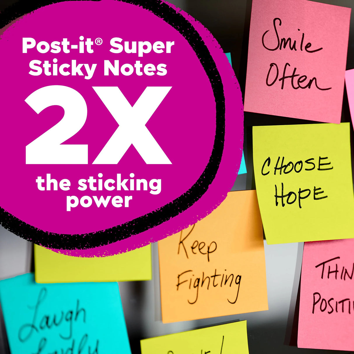 POST-IT Notes - Super Sticky Supernova Neons Collection - 3"x3" - 24PK