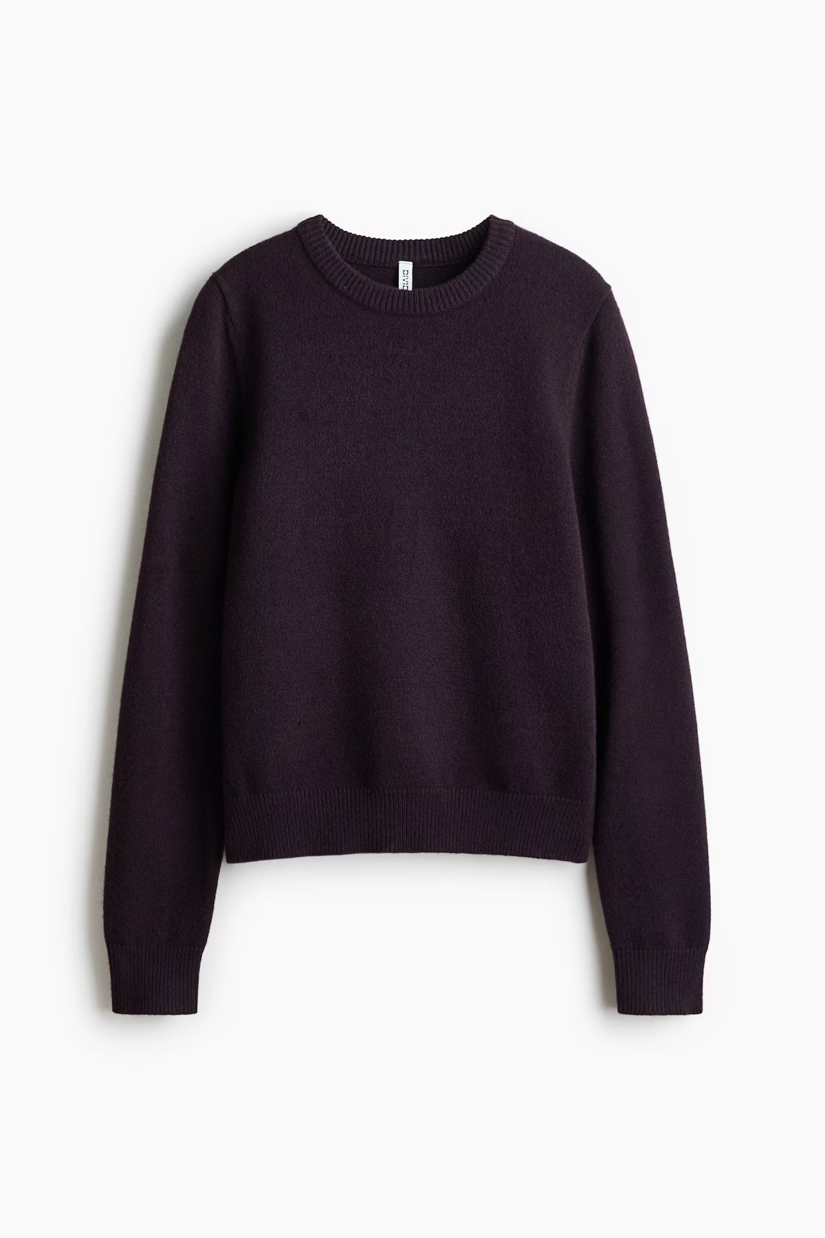 H&M - Women's Round-Neck Knit Sweater - Dark Purple - US Medium