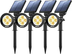 Nekteck 4 Pack Solar Lights,2-in-1 Outdoor Solar Spotlights Powered Adjustable Wall Light Landscape Lighting,Bright and Dark Sensing,Auto On/Off for Yard, Pathway, Walkway, Garden, Driveway (NEW)