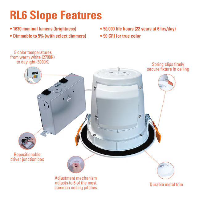 HALO RL Series 6-Inch 1500-Lumen LED Recessed Downlight, White