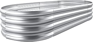 Land Guard Galvanized Raised Garden Bed Kit, Galvanized Planter Garden Boxes Outdoor, Oval Large Metal for Vegetables (NEW)