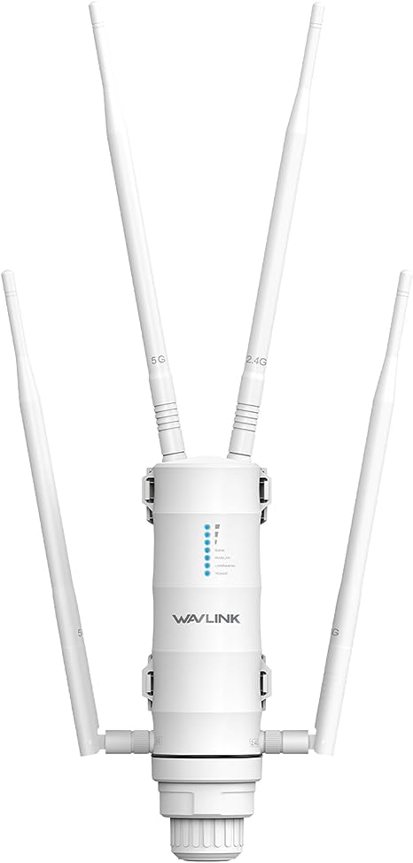 WAVLINK AC1200 Outdoor WiFi Extender with Passive POE Wireless High Power Outdoor Weatherproof Wi-Fi Range Repeater Access Point, Dual Band 2.4GHz 5GHz, 4x7dBi Detachable Antenna