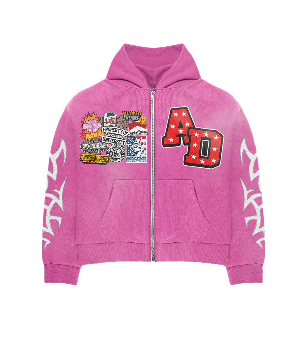 AWOKEN  DREAMS PINK PATCHWORK HOODIE AND SWEATS XS