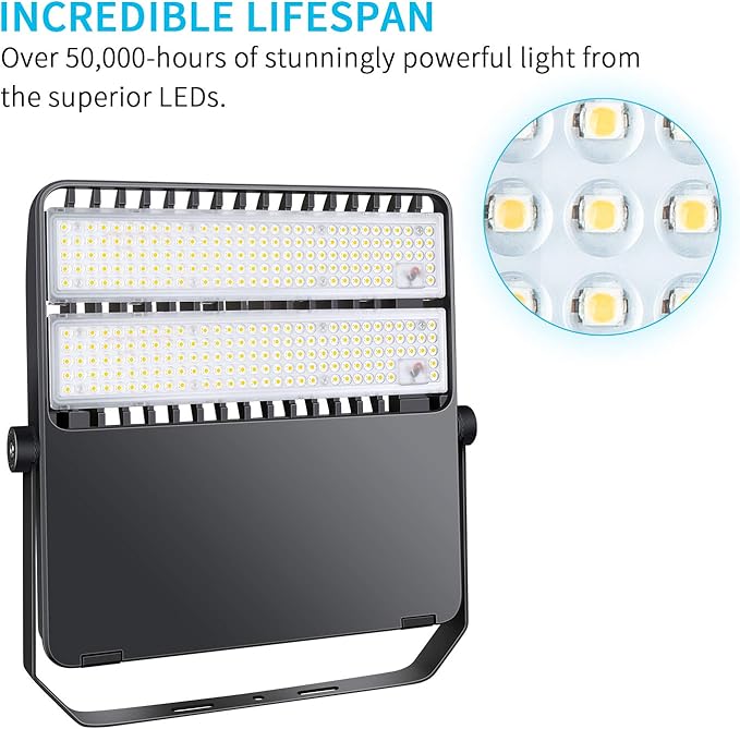 200W Stadium Lights LED 5000K IP65 Waterproof 27000LM LED Spotlight for Backyard, Warehouse, Playground (NEW)