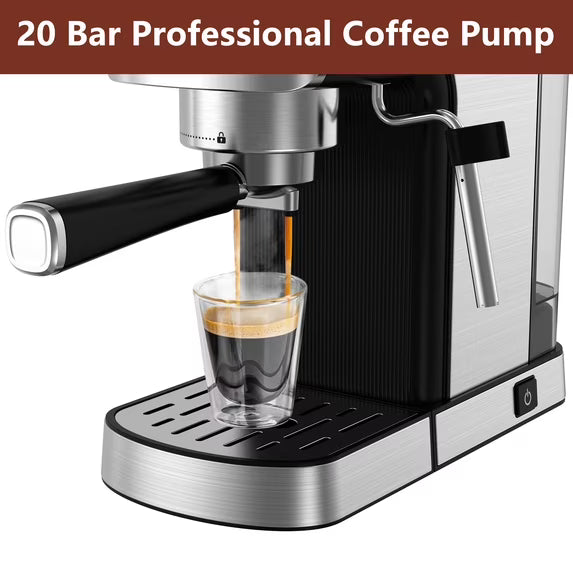 WHALL Espresso Machine, 20 Bar Pump, Touchscreen Control, Stainless Steel