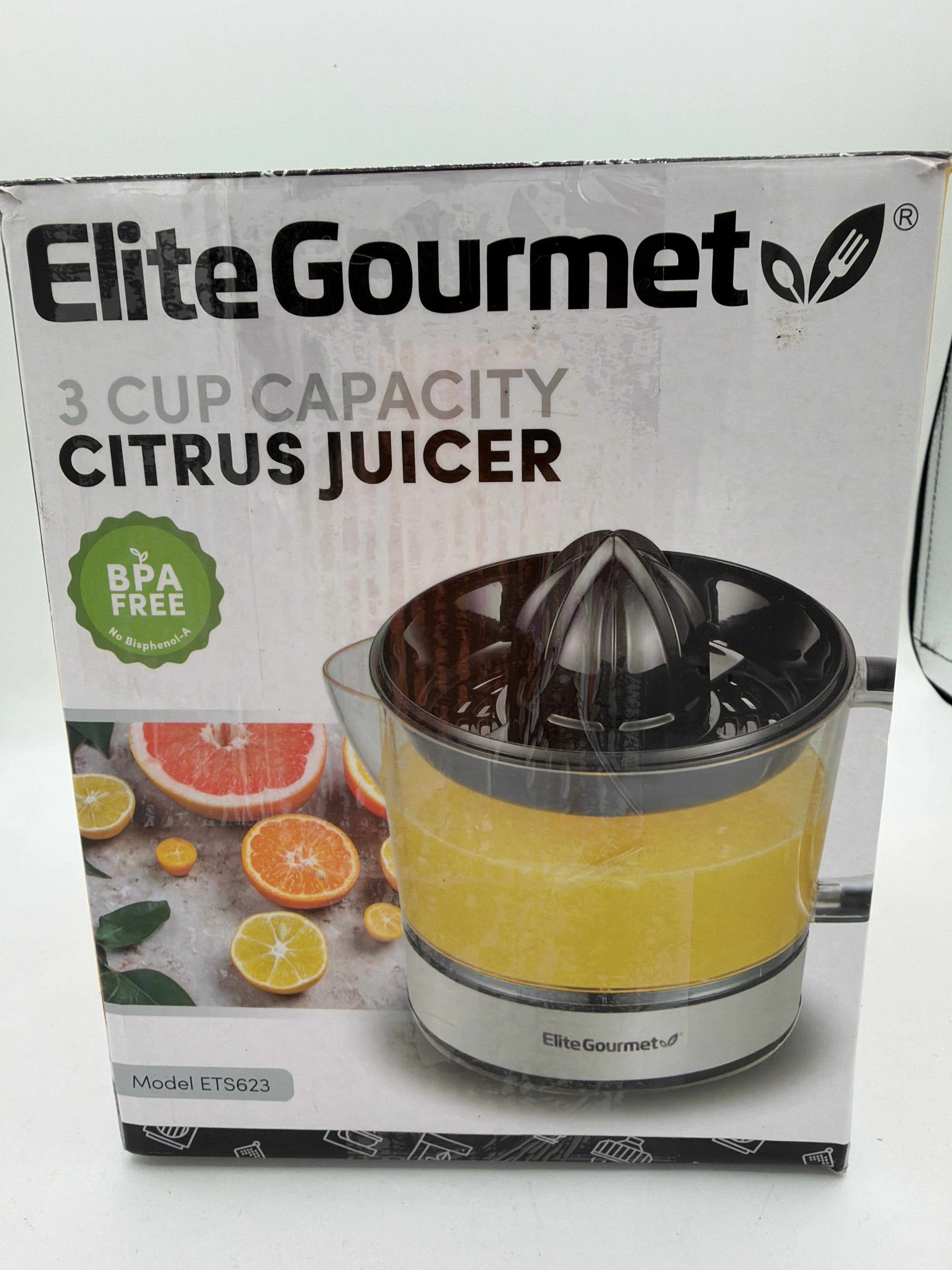 Elite Gourmet ETS623 BPA-Free 40-Watt Electric Citrus Juicer, Compact, Large Volume, Pulp Control