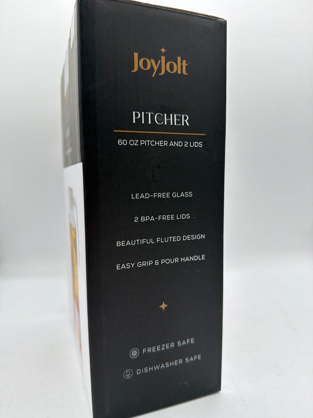 JoyJolt 60oz Glass Pitcher with Lid (2 Lids) - Beverage Serveware and Storage Container for Cold Drinks and Liquids. Juice Container, Water Jug, Fridge Pitcher for Iced Tea or Milk