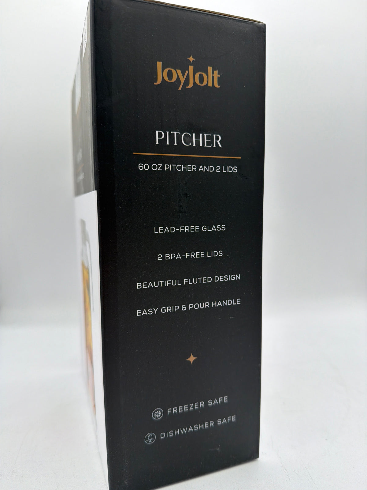 JoyJolt 60oz Glass Pitcher with Lid (2 Lids) - Beverage Serveware and Storage Container for Cold Drinks and Liquids. Juice Container, Water Jug, Fridge Pitcher for Iced Tea or Milk
