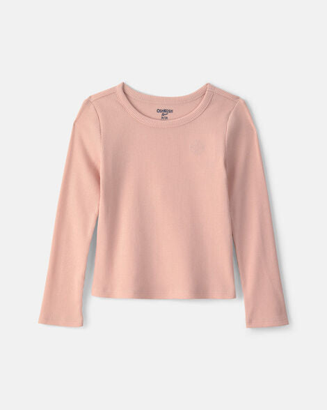 OSH KOSH B'GOSH Toddler Girls' Long-Sleeve Rib Top - Muted Pink - 18M