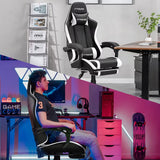 GTRACING Ergonomic GTWD-200 Gaming and Office Chair with Adjustable Pillows and Footrest, White
