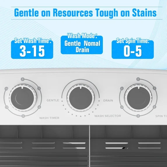 Portable Twin Tub Washing Machine - DSN090GN305A (Grey)