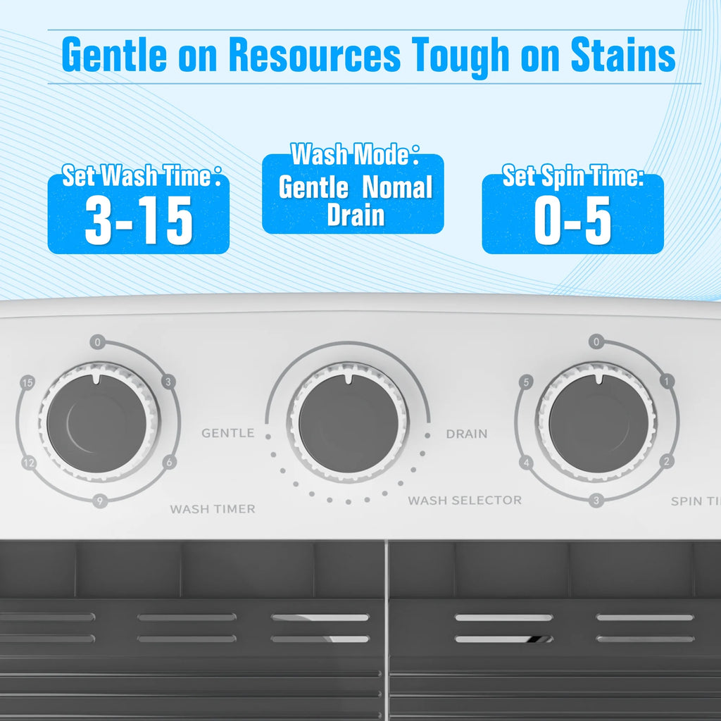 SUNCROWN 16lbs Portable Twin Tub Washer with Spin Dryer Washing Machine
