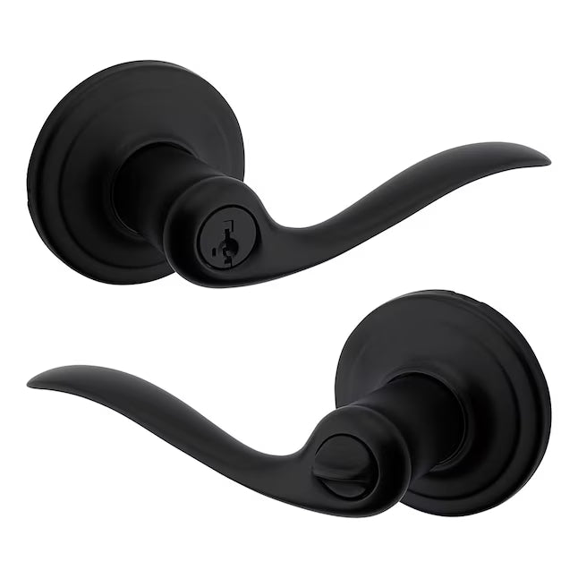 Kwikset Signature Series Tustin Matte black Exterior Keyed Entry Door Handle ft. SmartKey Security