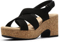 CLARKS Women's Nerisa Grace Wedge Sandal - Black Nubuck - 9W
