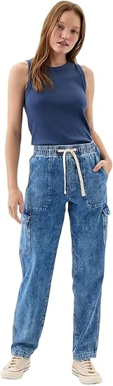 GAP Women's Easy Pant Denim Cargo L