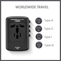 Conair Fast Charge Universal Travel Adapter - All-in-One European and Worldwide Travel Plug Adapter with Surge Protection - Includes USB C Port