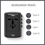 Conair Fast Charge Universal Travel Adapter - All-in-One European and Worldwide Travel Plug Adapter with Surge Protection - Includes USB C Port