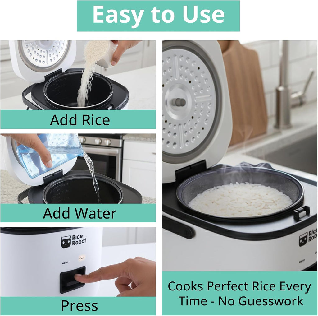 Rice Robot Personal Rice Cooker, PFAS-free, Nonstick. (1 Quart)