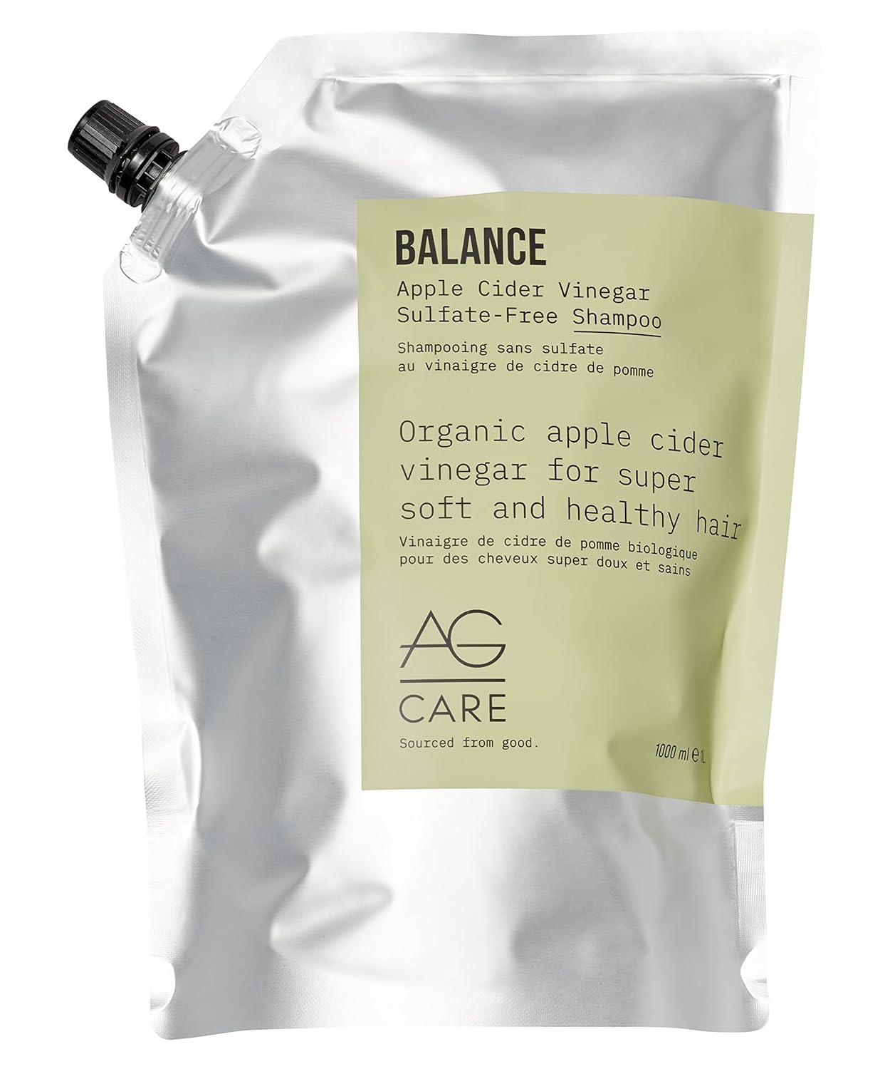 AG Care Hair BALANCE Apple Cider Vinegar Sulfate-Free Shampoo Refill, 1L (33.8 Fl Oz)