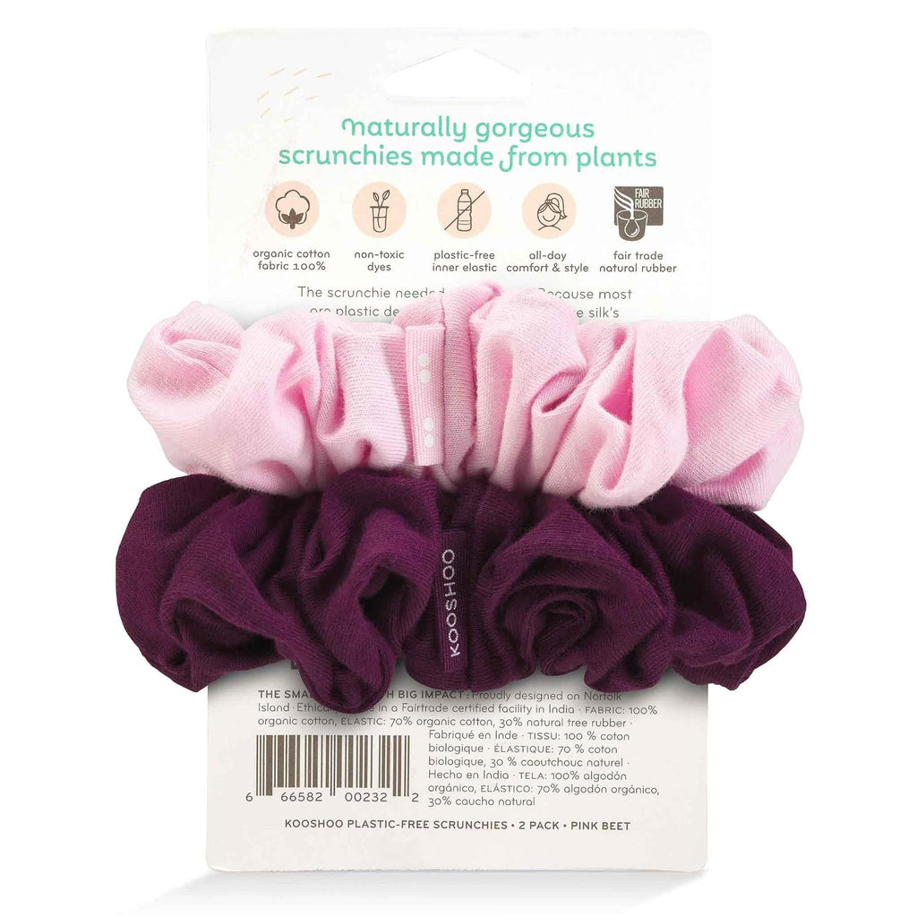 KOOSHOO Plastic Free Scrunchies - Pink/Beet - 2ct