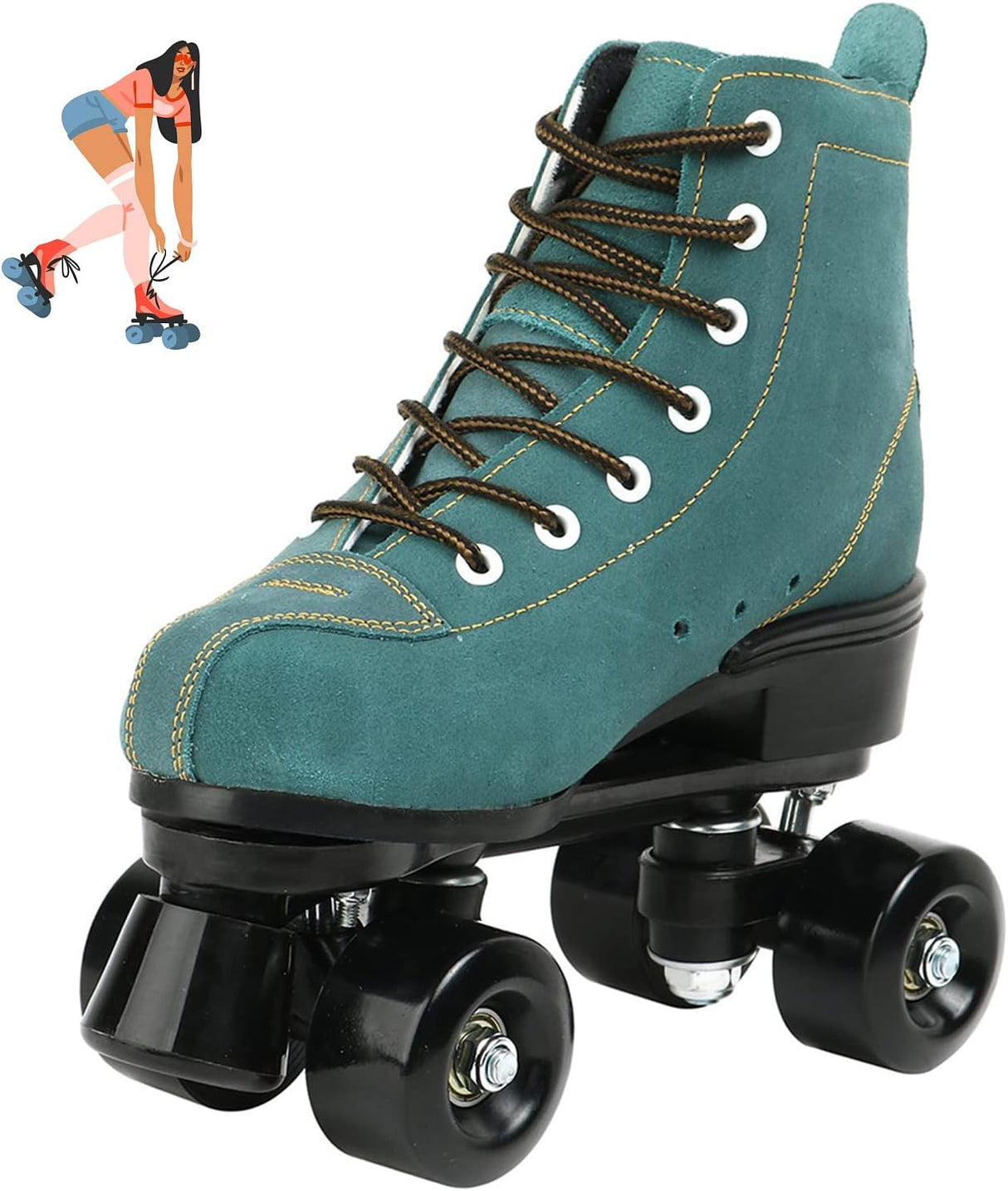 Women's Roller Skates High Top Double Row Outdoor and Indoor Roller Skates Size: 9