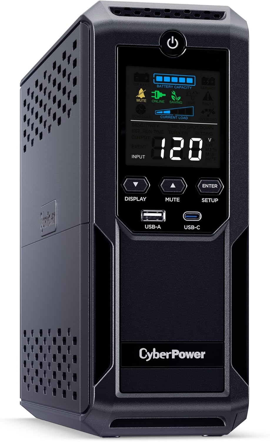 CyberPower CP1500AVRLCD3 Intelligent LCD UPS Battery Backup | 1500VA/900W, 12 Outlets, 2 USB Ports, AVR, Mini Tower, UL Certified