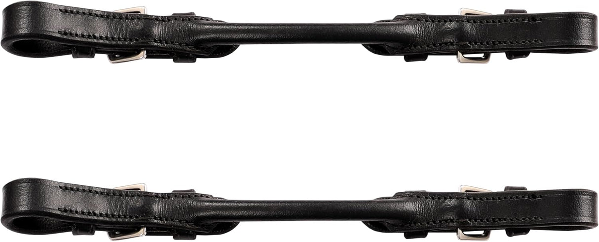 Exion Pelham Roundings Bit Converter Premium Leather Rein Adapter for English Horse Bridlesâ€“ One Rein to Two Rein Converter Straps with Stainless Steel Hardware- Full Size