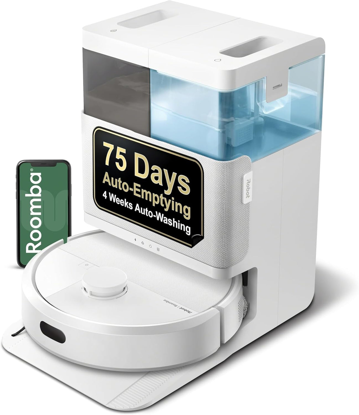 iROBOT | ROOMBA PLUS 405 | Combo Robot Vacuum and Mop with AutoWash Dock | LiDAR Navigation | White