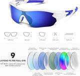 BEACOOL Polarized Sports Sunglasses for Men Women Youth (OPEN BOX) WHITE/BLUE