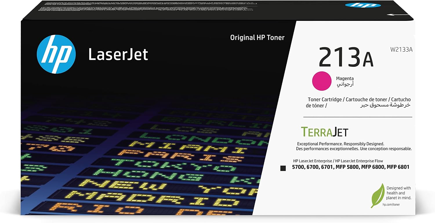 HP 213A Magenta Original LaserJet Toner Cartridge, W2133A. Works LaserJet Enterprise 5700, 5800, 6700, 6701, 6800, 6801