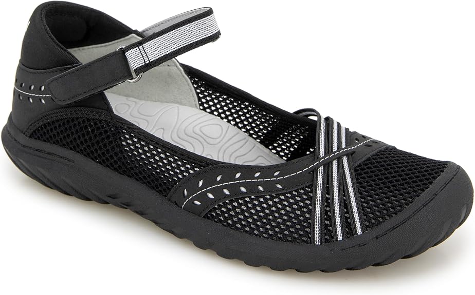 JBU by Jambu Women's Maya Water Ready Flat - Black/Off-White - 8M