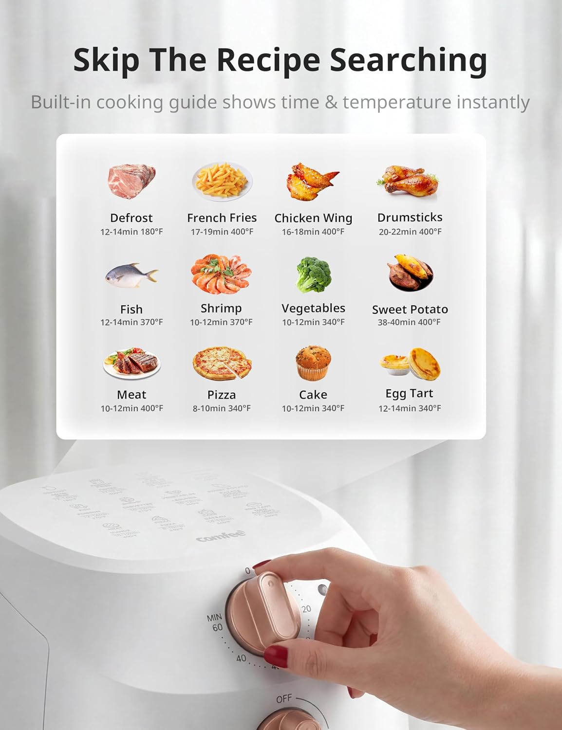 COMFEE' Compact 2.1-Quart Mini Air Fryer for Small Kitchens, White