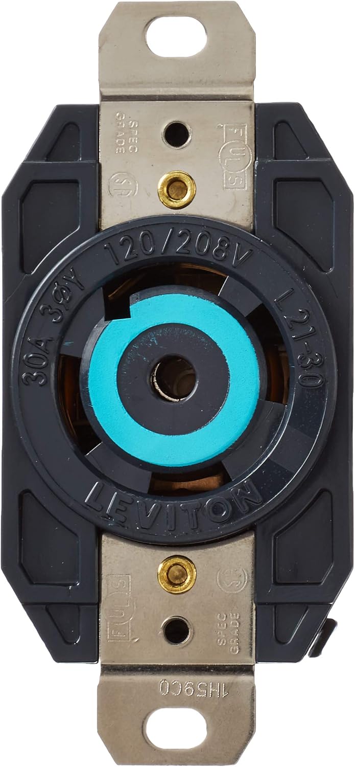 Leviton 30 Amp, 120/208 Volt- 3PY, Flush Mounting Locking Receptacle - Black - 2810