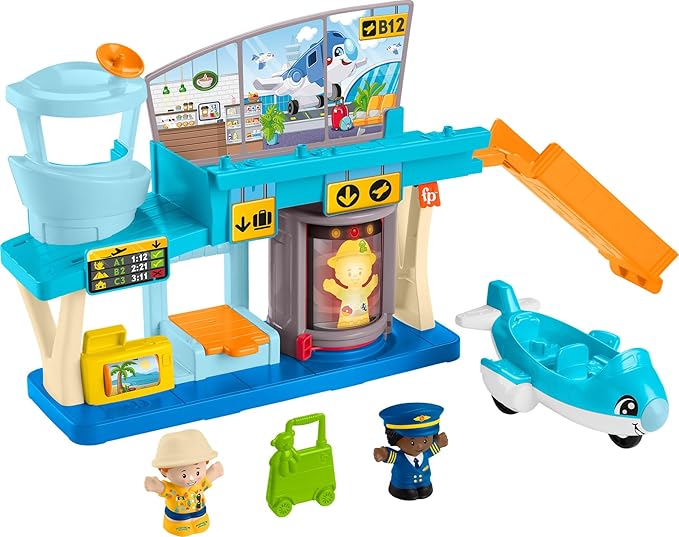 Fisher-Price Little People Toddler Toy Everyday Adventures Airport Playset with Airplane for Preschool Pretend Play Ages 1+ Years(New Open Box)