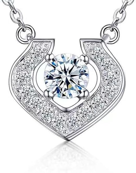 Obiyos Fashionable 14K white gold round pendant necklace for women
