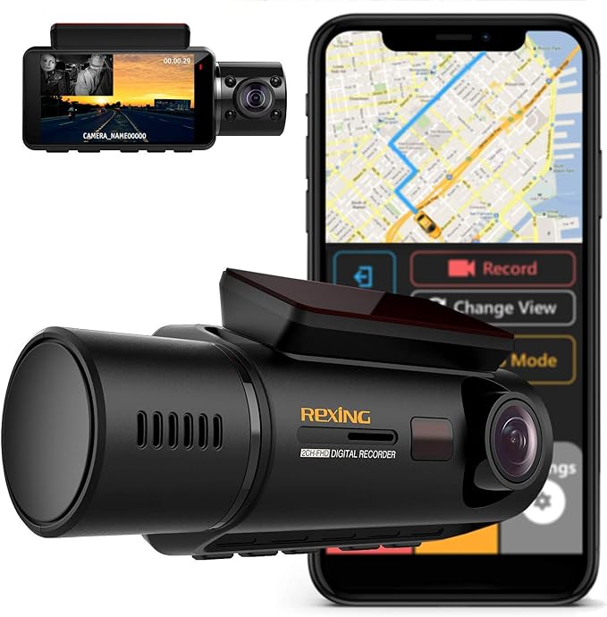 Rexing V3C Dual Channel Front and Cabin 1080p Dash Cam with App Control