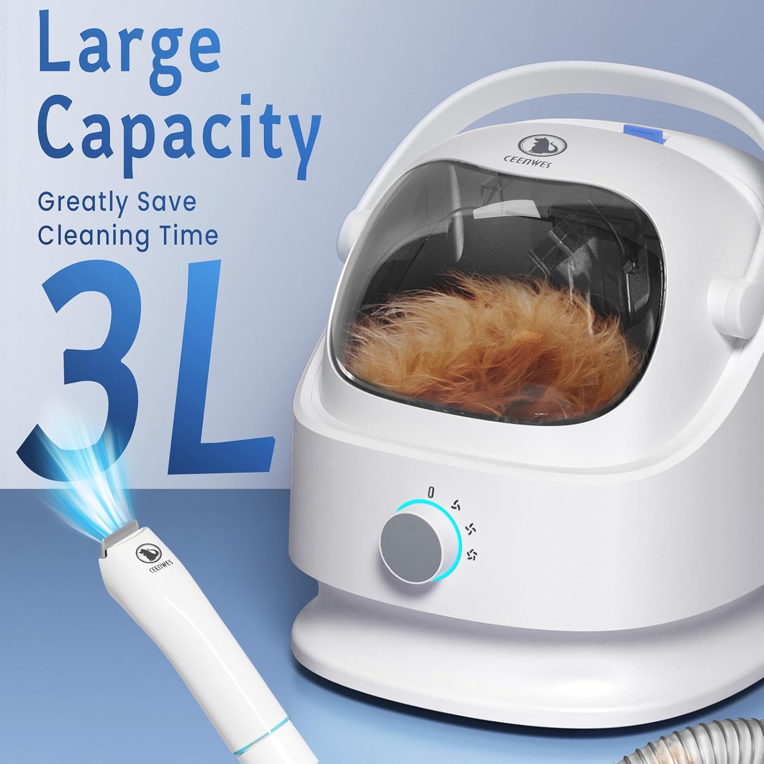 Ceenwes Astronaut 1 Pet Grooming Vacuum for Dogs/Cats 3L Large Capacity for Middle/Large Dog
