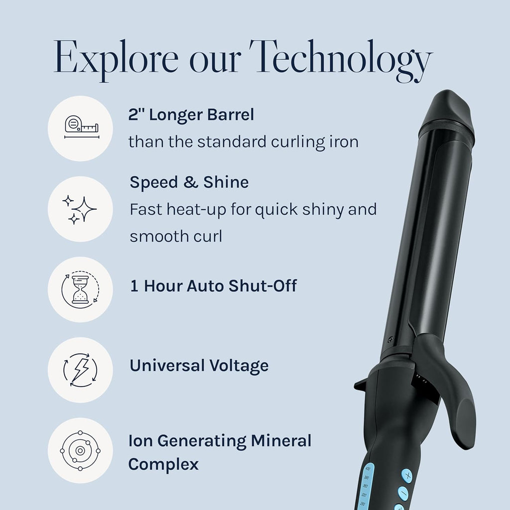 Bio Ionic Long Barrel Curling Iron, Moisture Heat Technology & NanoIonic MX | Versatile Curling Styler