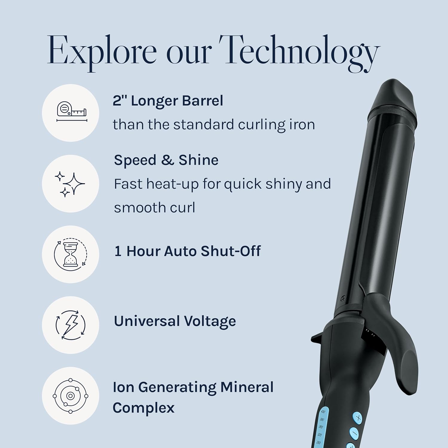Bio Ionic Long Barrel Curling Iron, Moisture Heat Technology & NanoIonic MX | Versatile Curling Styler