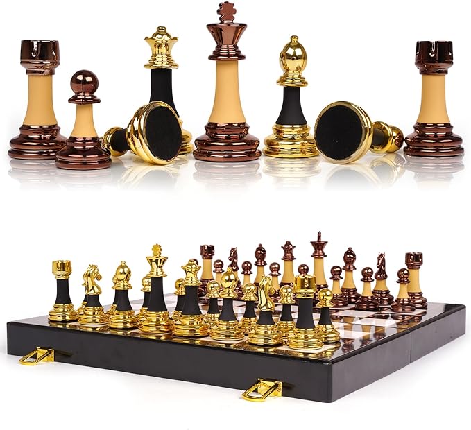 15" Acrylic Chess Sets for Adults Kids with Zinc Alloy + Acrylic Chess Pieces & Portable Folding Wooden Chess Board Travel Tournament Chess Set Strategy Board Game Gift – Chessmen