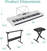 Best Choice Products - 61-Key Beginners Electronic Keyboard Piano Set w/ 3 Modes, Microphone - White