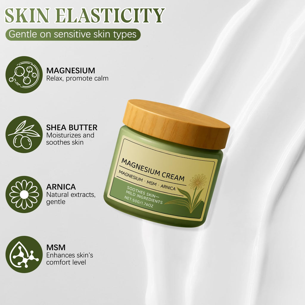 2Pcs Magnesium Cream with MSM & Arnica, Nerve Relief Magnesium Cream Mild Ingredients for Skin Soothing, Daily Body CareCream (50g/1.76oz)