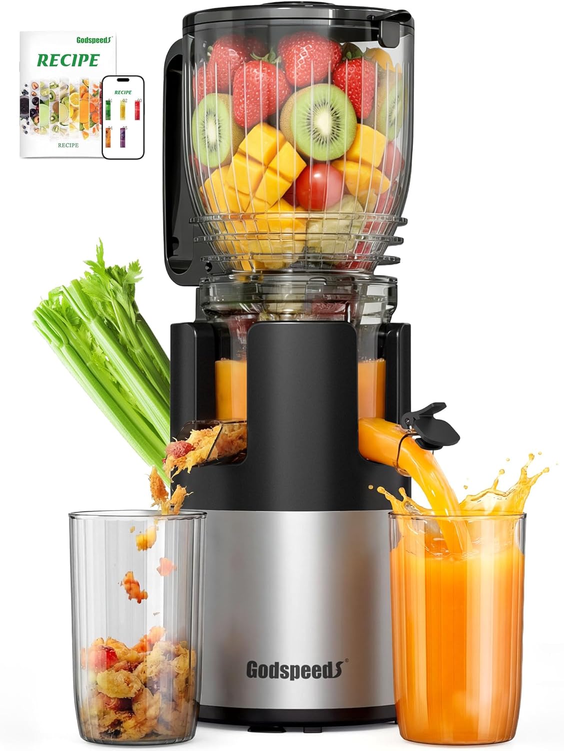 Juicer Machines with 5.8" Large Feed Chute, Slow Masticating Cold Press Juicer