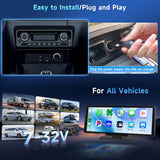 Podofo 10.26" Touchscreen Wireless Apple Carplay Portable Car Stereo (NEW, OPEN BOX)