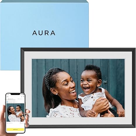 Aura Digital Picture Frame - 10.1" HD Mat Display | Wirecutter's Best Digital Frame for Gifting - Send Photos Directly from Your Phone from Anywhere | Quick & Easy Setup Over WiFi - Free App | Black