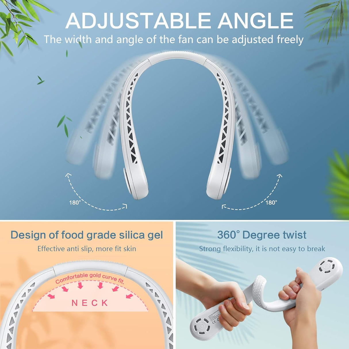 DGLK The Portable Neck Fan From Popular Earphone Design, The Leafless Neck Fan Perfect For Personal Fan (NEW,OPEN BOX)