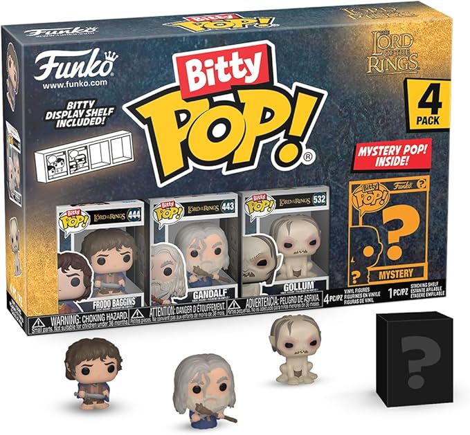 Funko Bitty POP! Lord of the Rings Frodo/Gandalf/Gollum Figures - 4pk