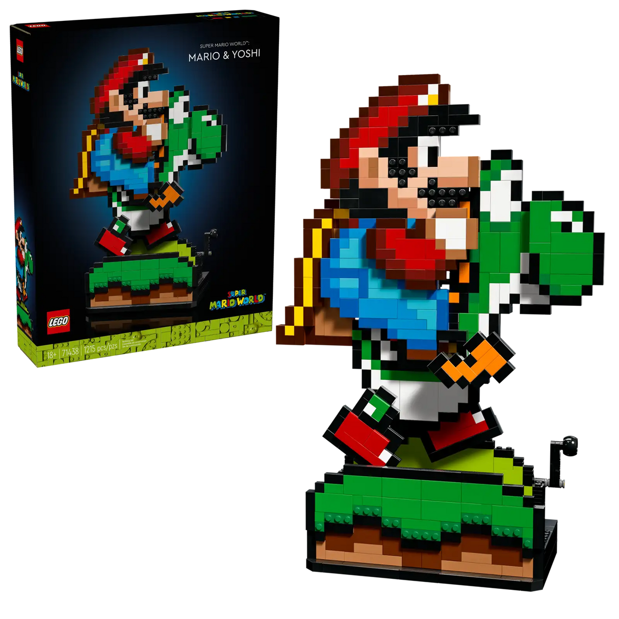 LEGO Super Mario World: Mario & Yoshi Nintendo Gift for Adult Fans, Mario Collectible Playset, Pixelated Nintendo Figures, Playful Display Model, Fun Room Décor, 71438